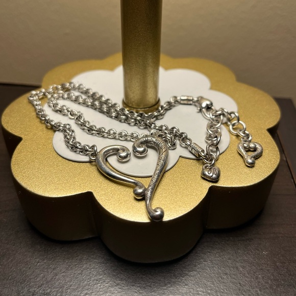 Brighton Adore Me Heart Necklace Silver Plate Vintage - Picture 3 of 11